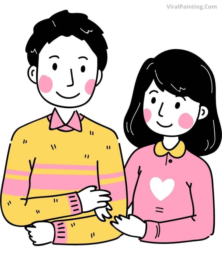 Cute Couple Drawing Ideasby viral painting in 2022-23(9)