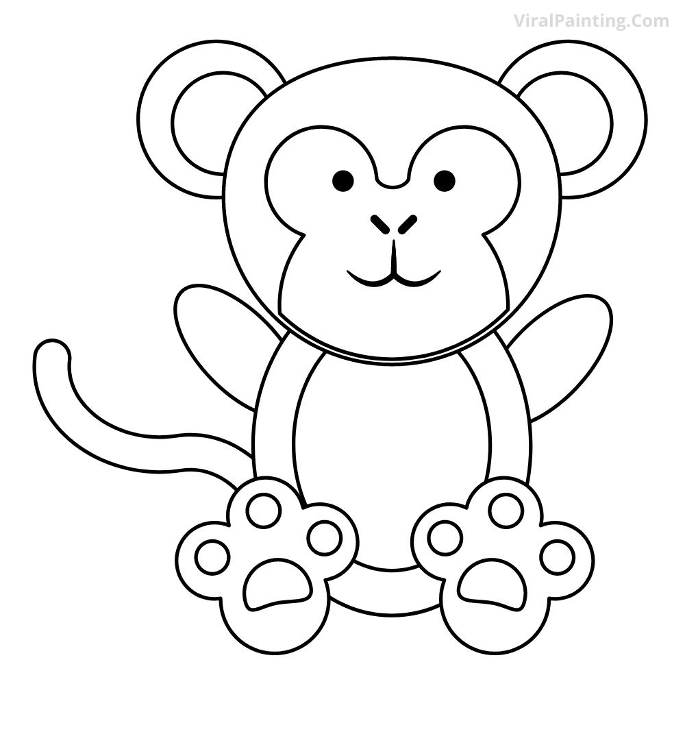 simple monkey drawing ideas by viralpainting.com